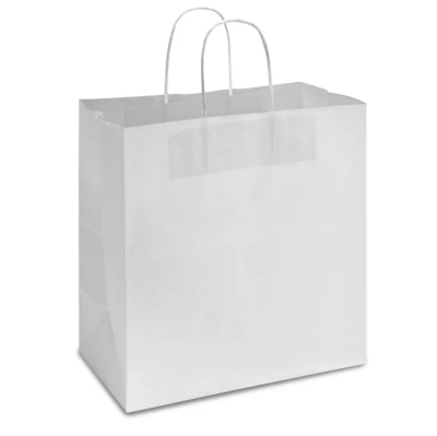 10x7x12 White Virgin Paper Handled Bags